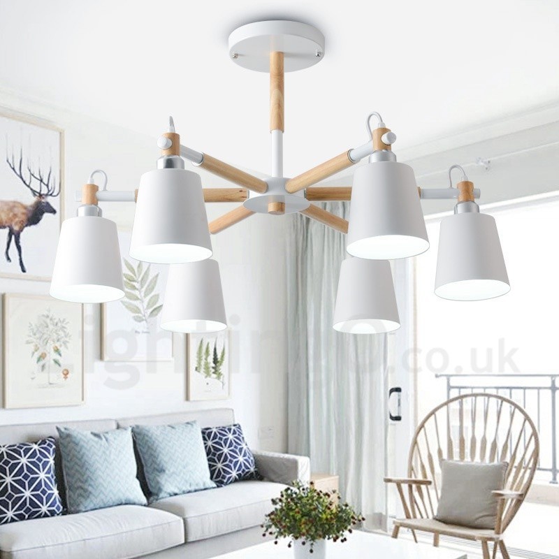 Moderná súčasná drevená lustrová lampa 6