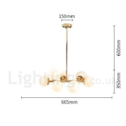 8 Ľahký moderný súčasný luster so skleneným tienidlom Light