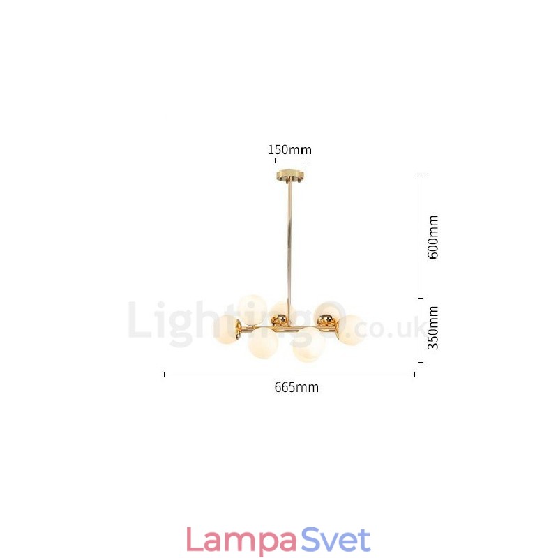 8 Ľahký moderný súčasný luster so skleneným tienidlom Light