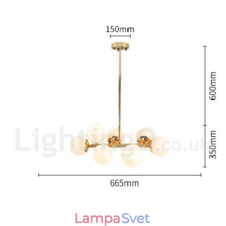 8 Ľahký moderný súčasný luster so skleneným tienidlom Light