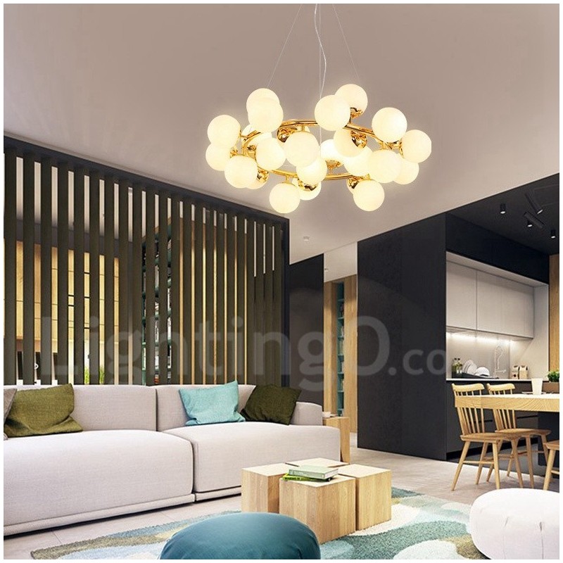24 Ľahký moderný súčasný luster so skleneným tienidlom Light