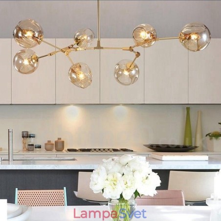 Moderný súčasný 7 svetelný luster s priehľadným skleneným tienidlom a lampou Moderný súčasný 7 svetelný luster s priehľadným skleneným tienidlom a lampou