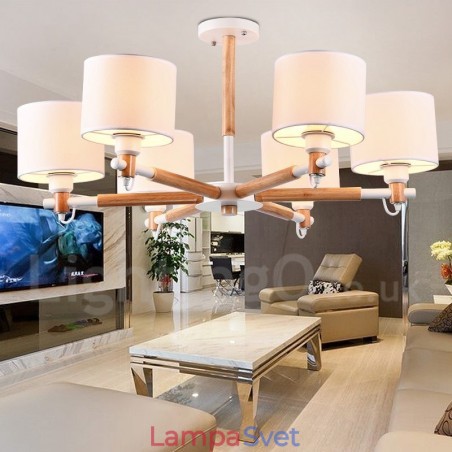 Moderný súčasný 6 ľahký jednoposchodový drevený luster s bubnovou tkaninou (čiernobiely) Moderný súčasný 6 ľahký jednoposchodový drevený luster s bubnovou tkaninou (čiernobiely)
