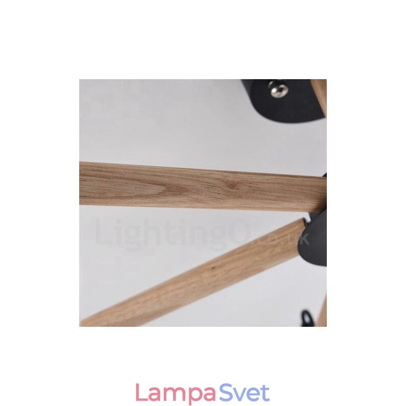 Moderný súčasný 6 ľahký jednoposchodový drevený luster s bubnovou tkaninou (čiernobiely)