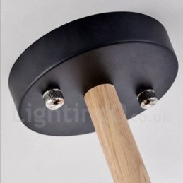 Moderný súčasný 6 ľahký jednoposchodový drevený luster s bubnovou tkaninou (čiernobiely)