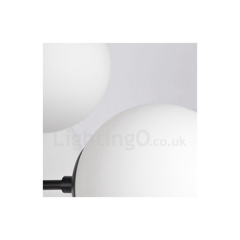 Čierny 8 ľahký moderný súčasný 2-poschodový kovový luster so skleneným tienidlom