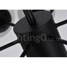 Čierny 8 ľahký moderný súčasný 2-poschodový kovový luster so skleneným tienidlom