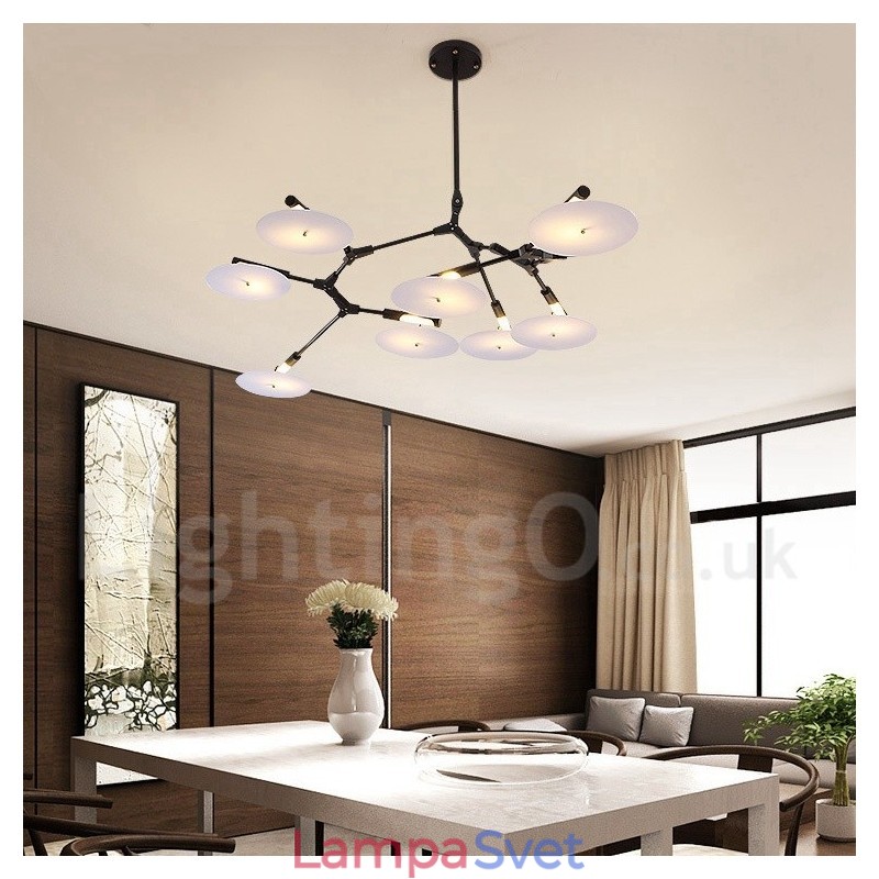 Čierna 8 ľahká moderná súčasná lustrová lampa