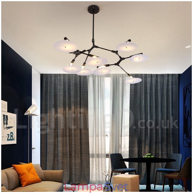 Čierna 8 ľahká moderná súčasná lustrová lampa