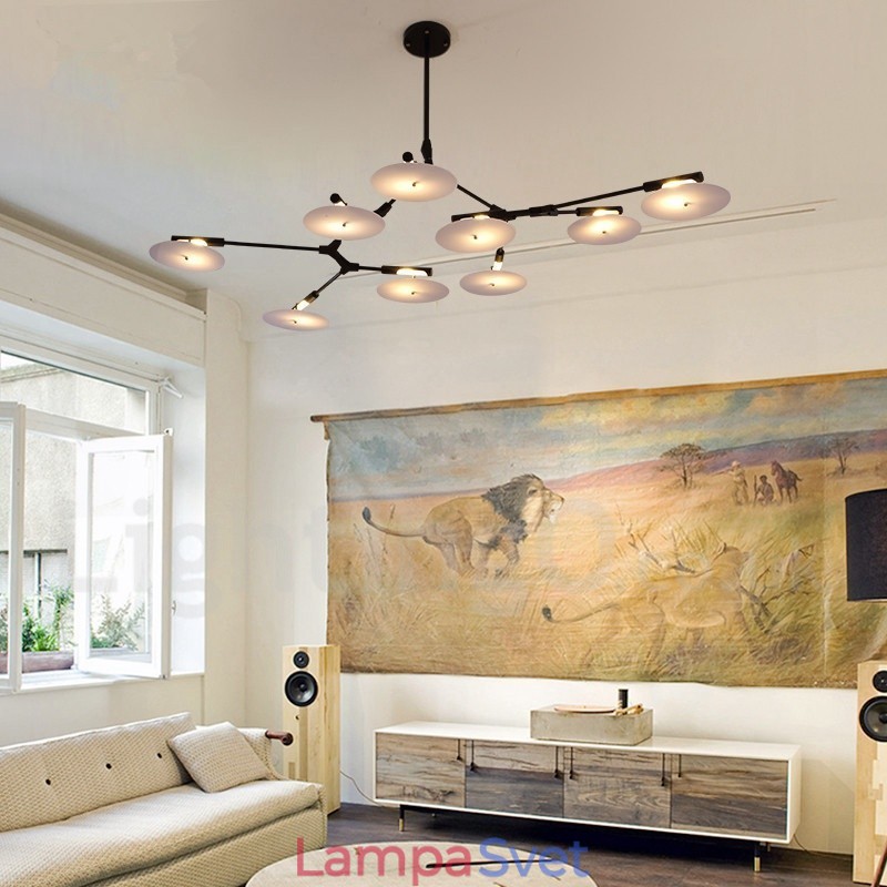 Čierna 9 ľahká moderná lustrová lampa