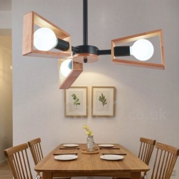 Drevená jednovrstvová lustrová lampa v modernom súčasnom štýle