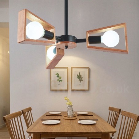 Drevená jednovrstvová lustrová lampa v modernom súčasnom štýle Drevená jednovrstvová lustrová lampa v modernom súčasnom štýle
