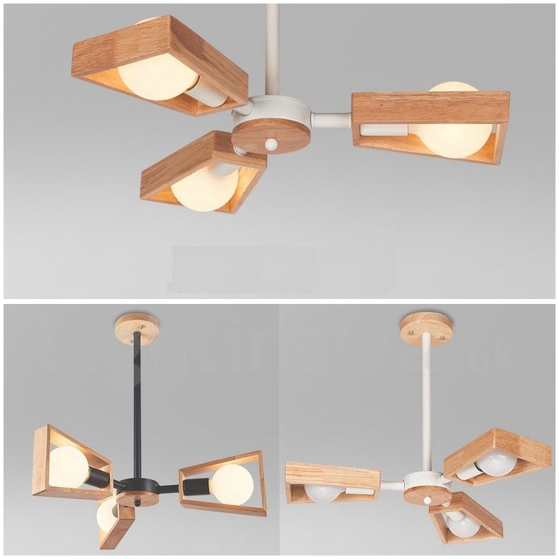 Drevená jednovrstvová lustrová lampa v modernom súčasnom štýle