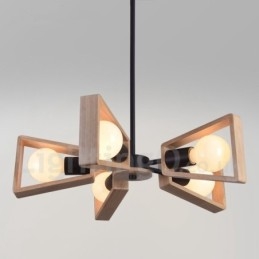Drevená jednovrstvová lustrová lampa v modernom súčasnom štýle