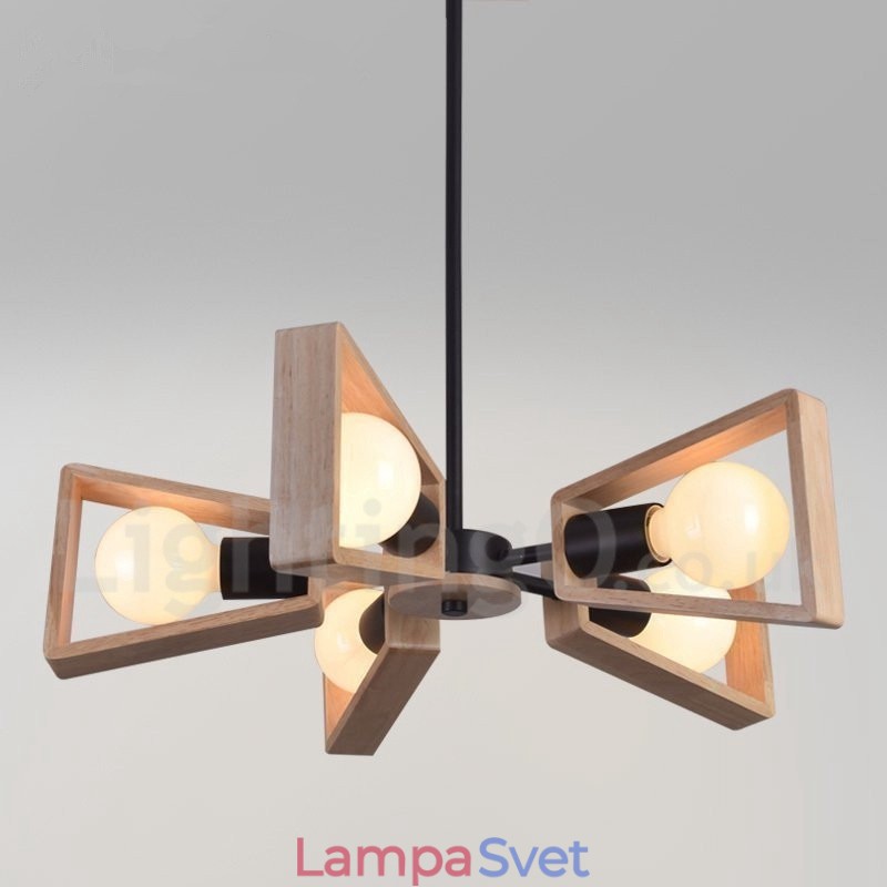 Drevená jednovrstvová lustrová lampa v modernom súčasnom štýle