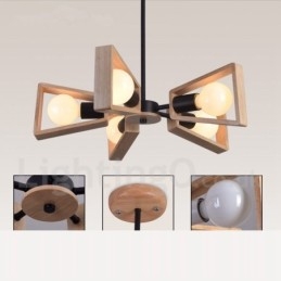 Drevená jednovrstvová lustrová lampa v modernom súčasnom štýle