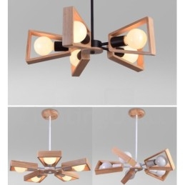 Drevená jednovrstvová lustrová lampa v modernom súčasnom štýle