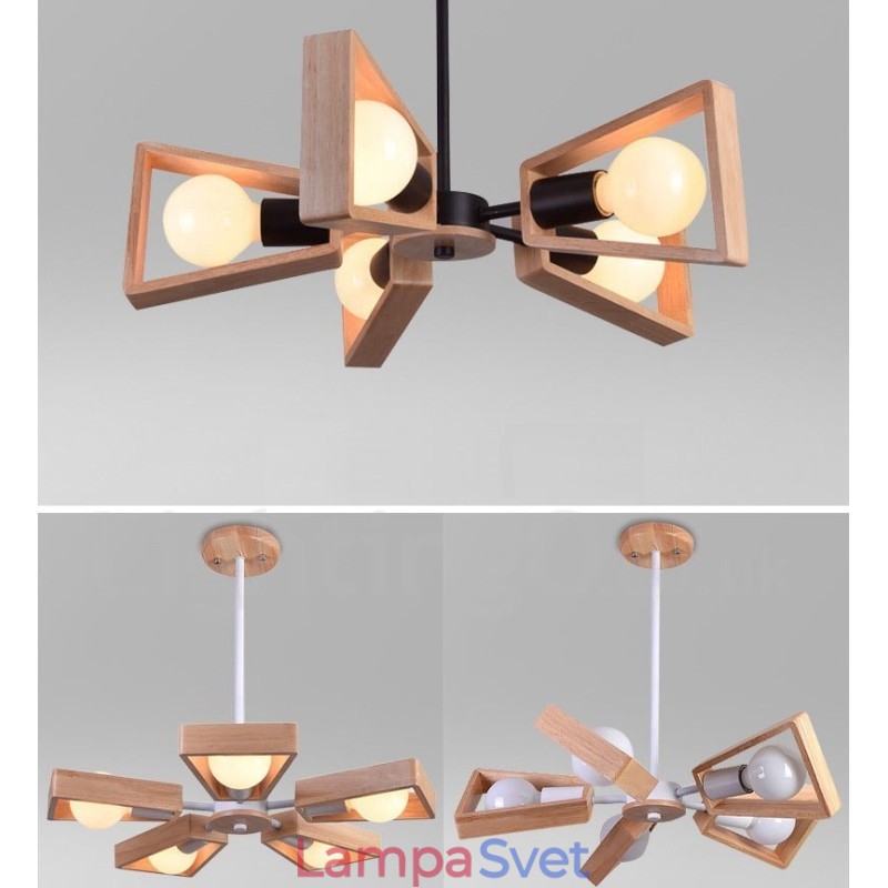 Drevená jednovrstvová lustrová lampa v modernom súčasnom štýle