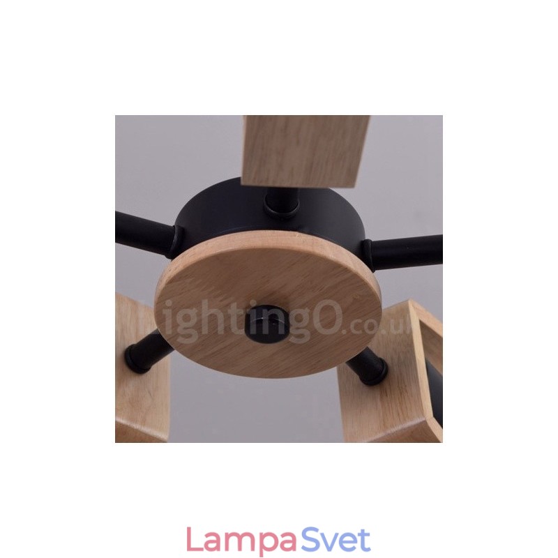 Drevená jednovrstvová lustrová lampa v modernom súčasnom štýle