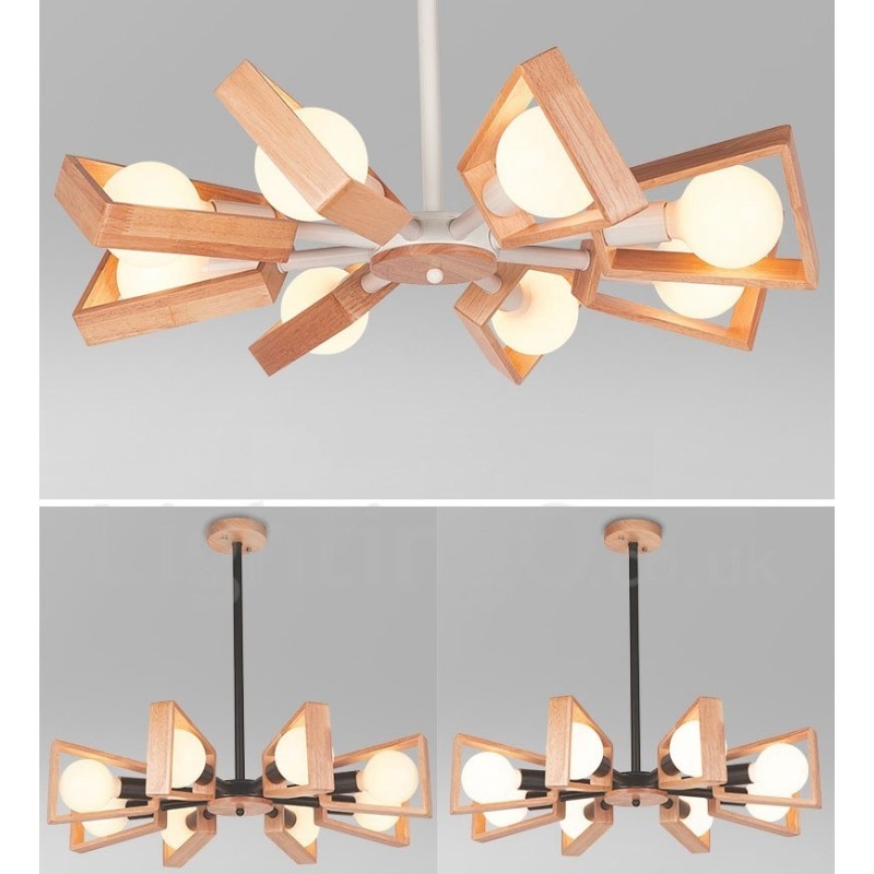 Drevená jednovrstvová lustrová lampa v modernom súčasnom štýle