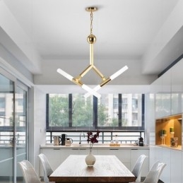 Moderná súčasná 2. rad 4 svetlo zlatá lustrová lampa