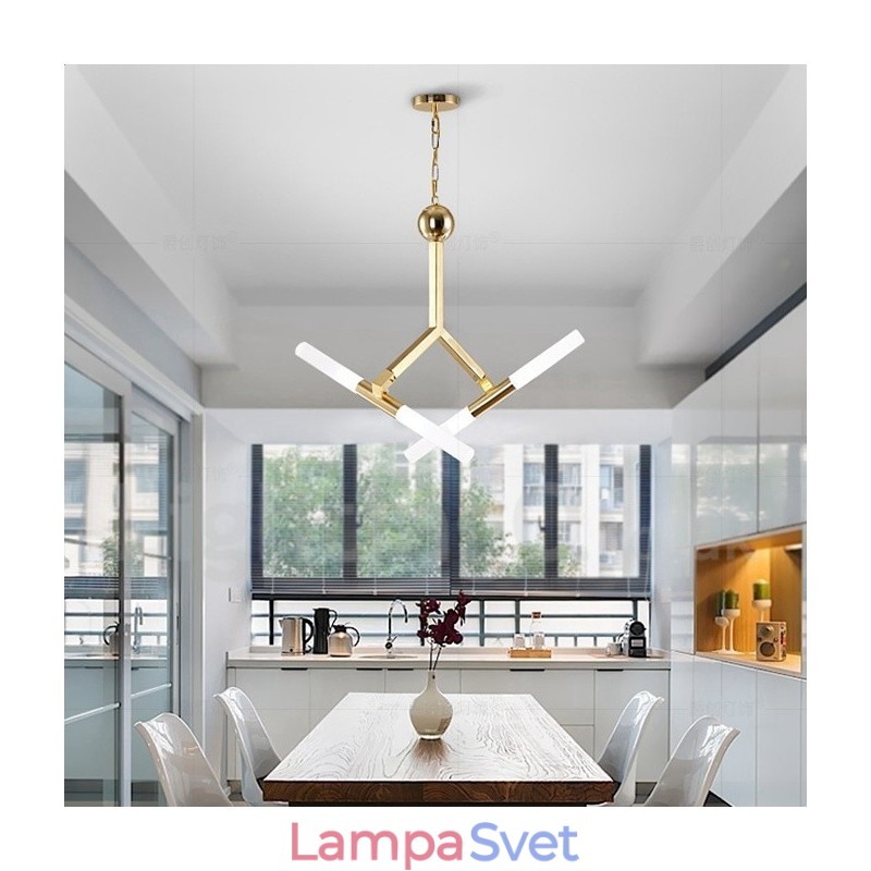 Moderná súčasná 2. rad 4 svetlo zlatá lustrová lampa