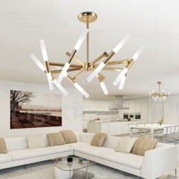 Moderná súčasná 2-vrstvová svetlo zlatá lusterová lampa