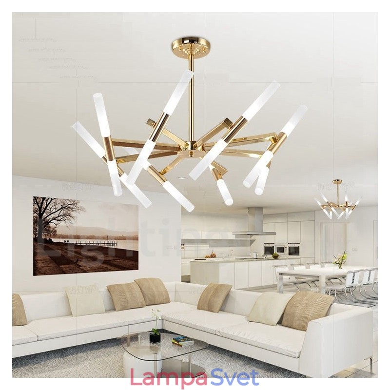 Moderná súčasná 2-vrstvová svetlo zlatá lusterová lampa
