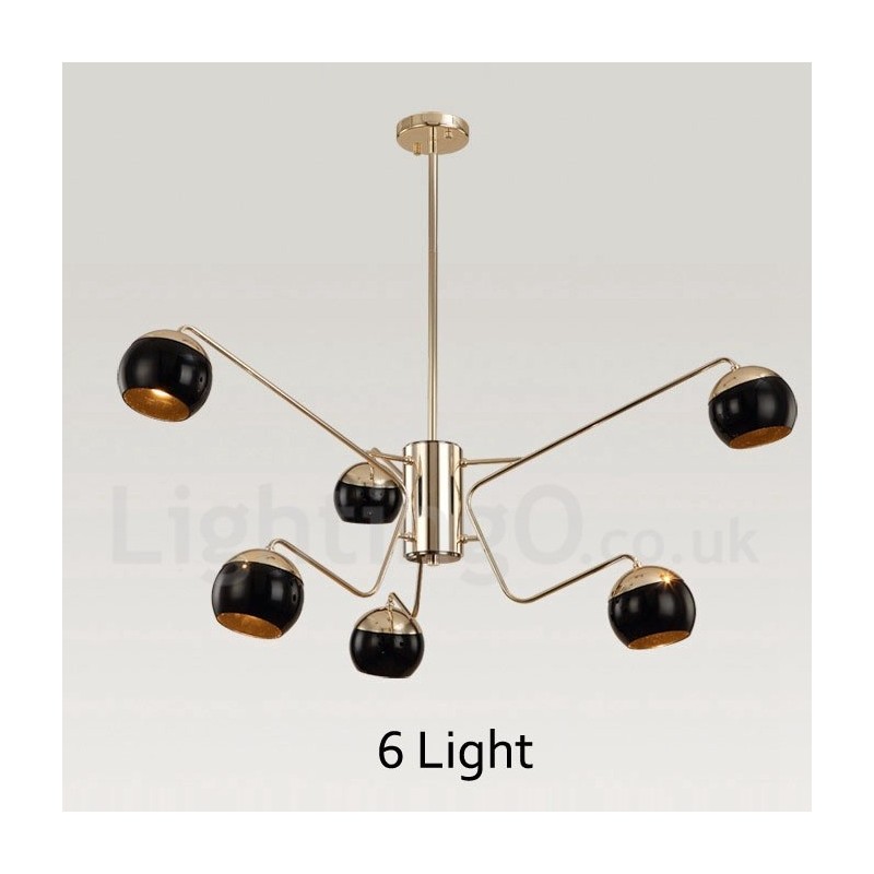 6 Ľahká 2-poschodová moderná súčasná kovová lustrová lampa so skleneným tienidlom