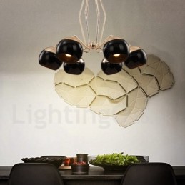 6 ľahkých jednoposchodových moderných súčasných kovových lustrových svietidiel so skleneným tienidlom