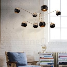 8 Ľahká 2-poschodová moderná súčasná kovová lustrová lampa so skleneným tienidlom