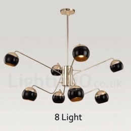 8 Ľahká 2-poschodová moderná súčasná kovová lustrová lampa so skleneným tienidlom