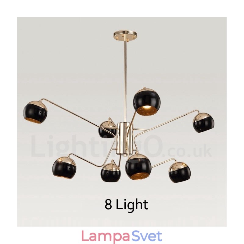 8 Ľahká 2-poschodová moderná súčasná kovová lustrová lampa so skleneným tienidlom