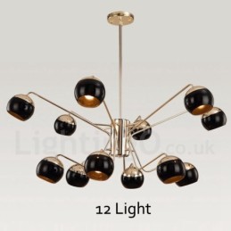 12 Ľahká 2-poschodová moderná súčasná kovová lustrová lampa so skleneným tienidlom