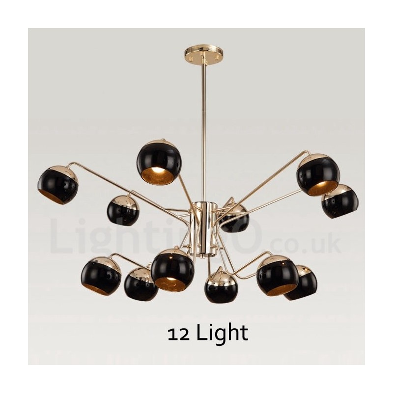 12 Ľahká 2-poschodová moderná súčasná kovová lustrová lampa so skleneným tienidlom