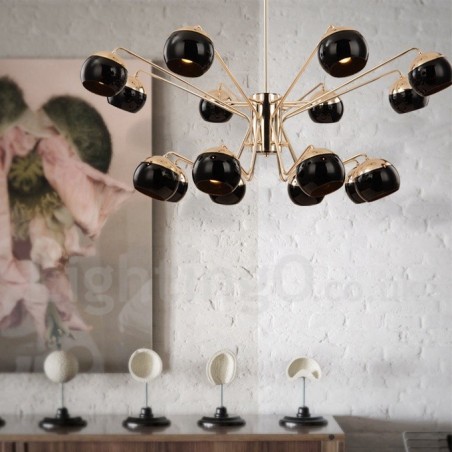 16 Ľahká 2-poschodová moderná súčasná kovová lustrová lampa so skleneným tienidlom 16 Ľahká 2-poschodová moderná súčasná kovová lustrová lampa so skleneným tienidlom