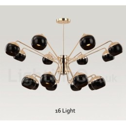 16 Ľahká 2-poschodová moderná súčasná kovová lustrová lampa so skleneným tienidlom