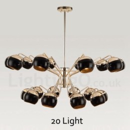 Súčasná kovová lustrová lampa so skleneným tienidlom