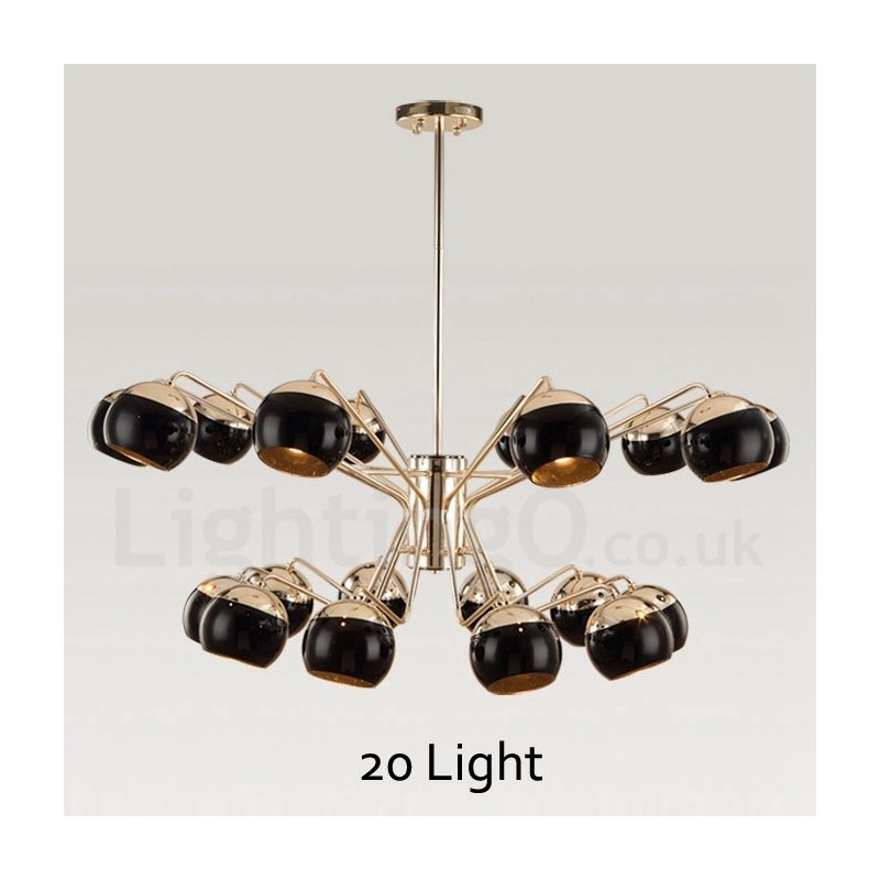 Súčasná kovová lustrová lampa so skleneným tienidlom
