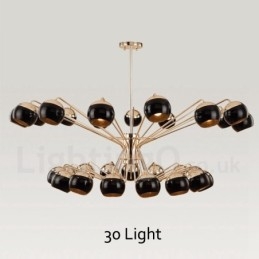 30 Ľahká 2-poschodová moderná súčasná kovová lustrová lampa so skleneným tienidlom