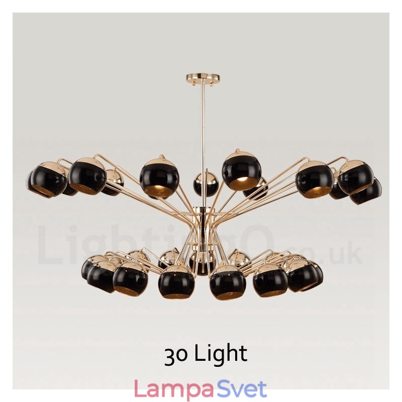 30 Ľahká 2-poschodová moderná súčasná kovová lustrová lampa so skleneným tienidlom