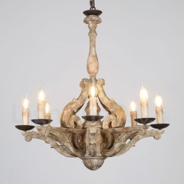 8 Light Vintage Retro Drevená Luster Lamp Light