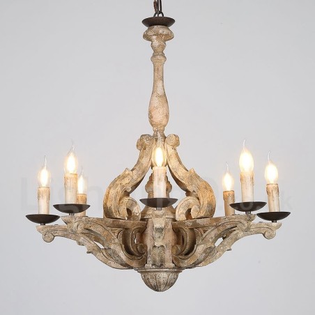 8 Light Vintage Retro Drevená Luster Lamp Light 8 Light Vintage Retro Drevená Luster Lamp Light