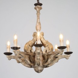 8 Light Vintage Retro Drevená Luster Lamp Light