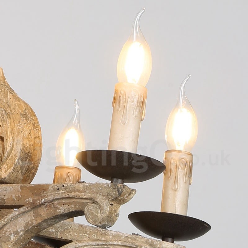 8 Light Vintage Retro Drevená Luster Lamp Light