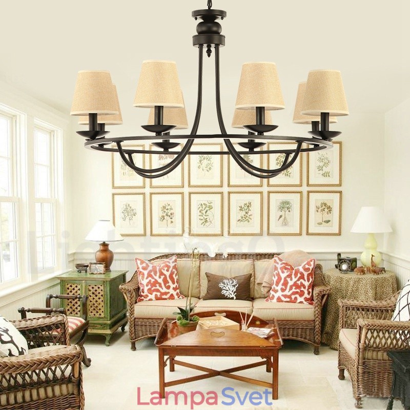 Jednoposchodová lustrová lampa Country Retro 8 Light