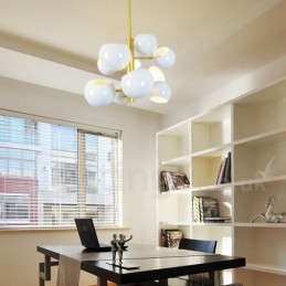Biela 10-svetlá moderná súčasná lustrová lampa