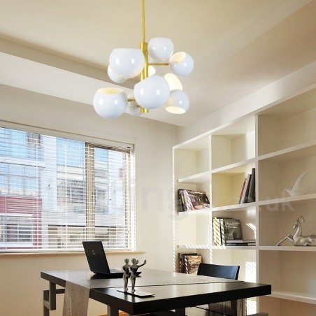 Biela 10-svetlá moderná súčasná lustrová lampa Biela 10-svetlá moderná súčasná lustrová lampa