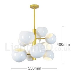 Biela 10-svetlá moderná súčasná lustrová lampa