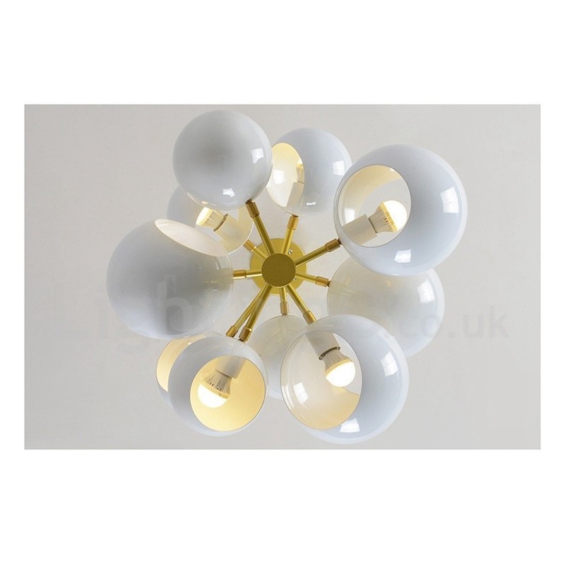 Biela 10-svetlá moderná súčasná lustrová lampa